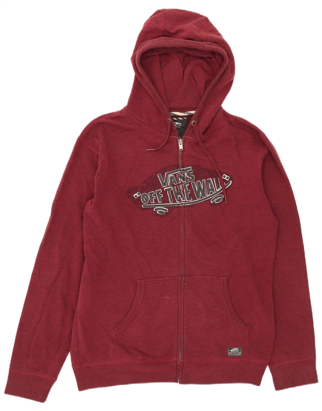 Felpa con cappuccio e zip grafica da uomo di Vans in cotone bordeaux medio