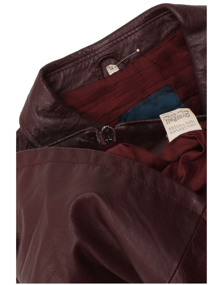 Giacca in pelle vintage da donna UK 18 XL in pelle bordeaux