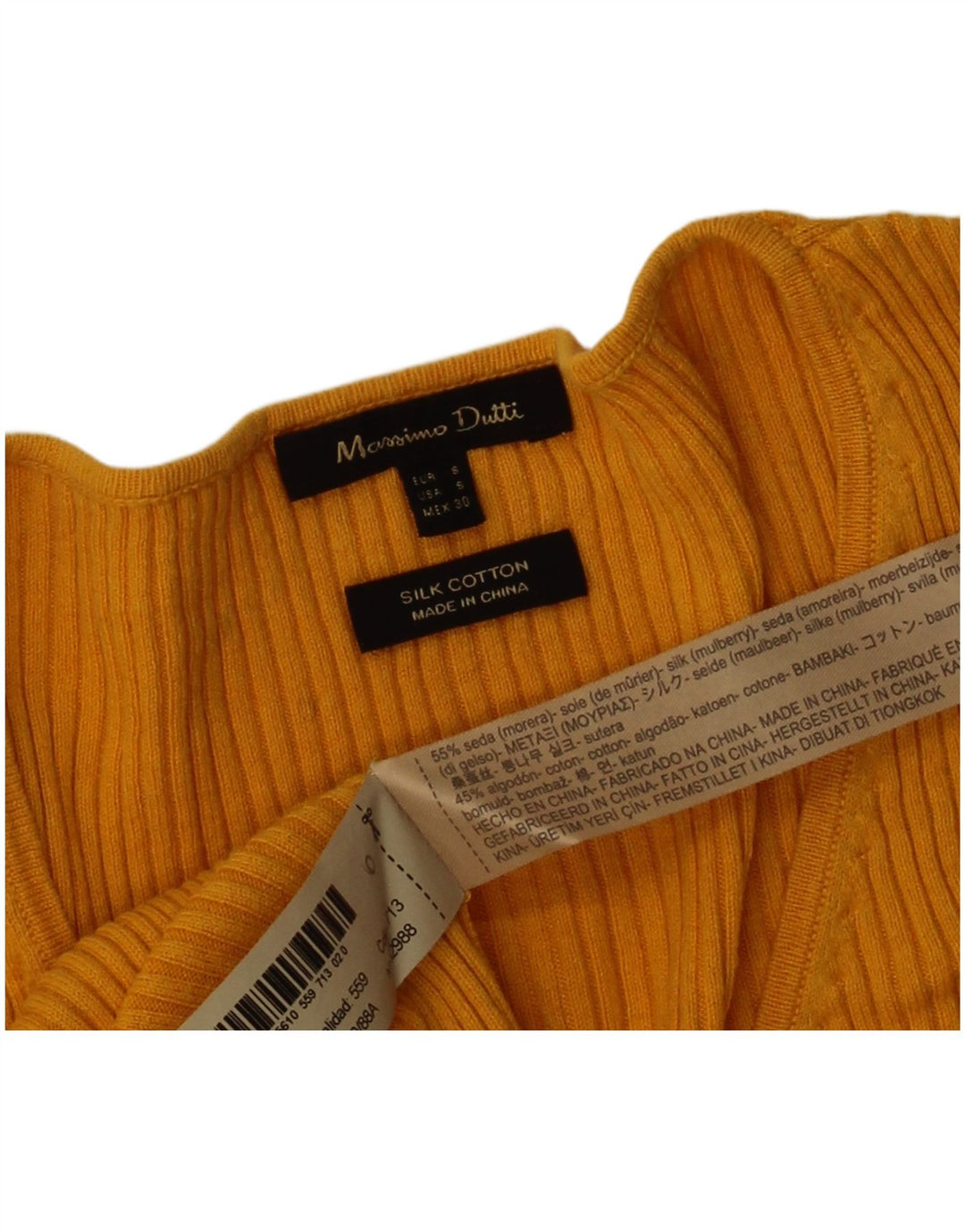 Massimo Dutti Top da donna con maniche a 3/4 a maniche lunghe UK 10 Small Giallo Seta