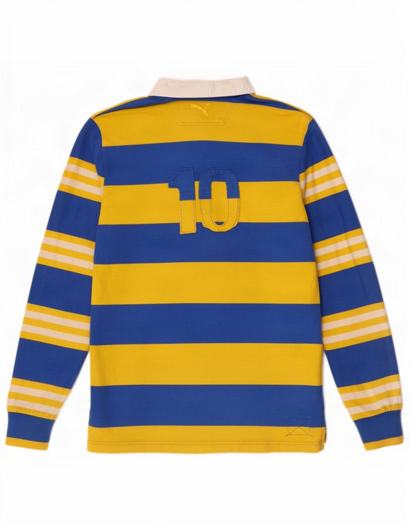 Polo da rugby da uomo con grafica a maniche lunghe Puma, cotone a righe gialle medie