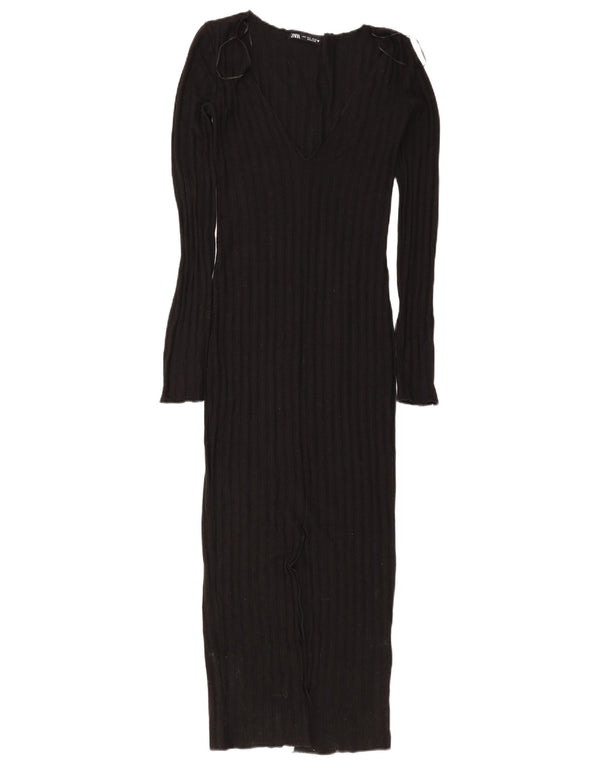 Vestito aderente a maniche lunghe da donna Zara UK 8 Small in viscosa nera