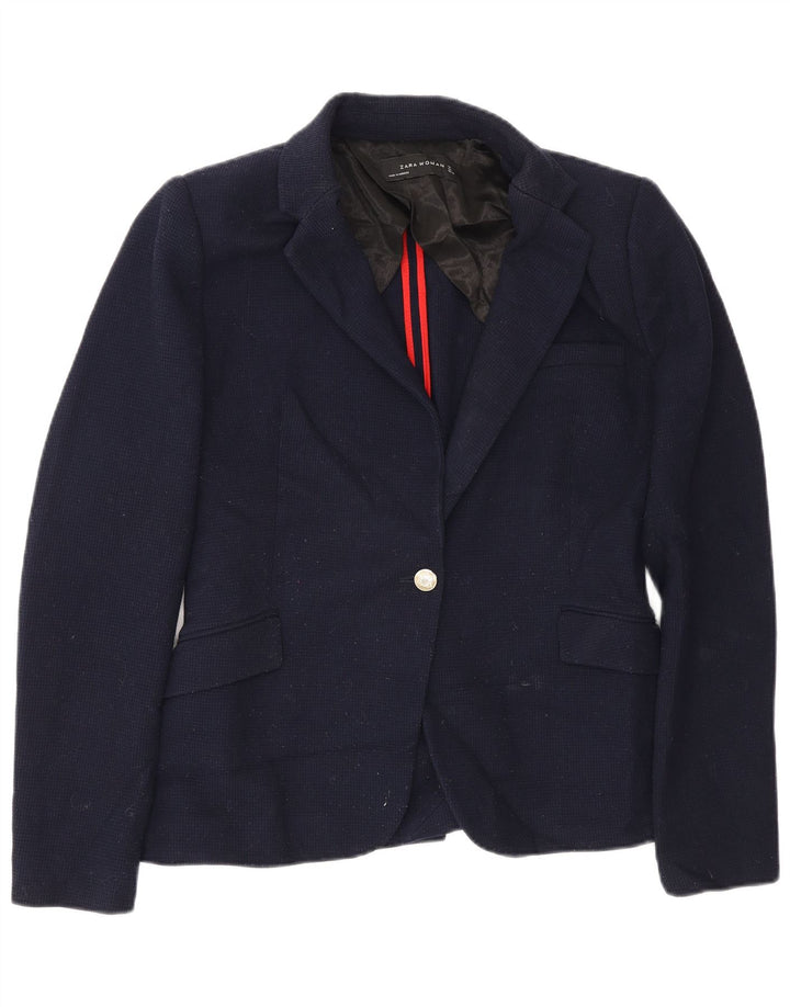 Giacca blazer da donna a 1 bottone Zara UK 14 grande poliestere blu navy