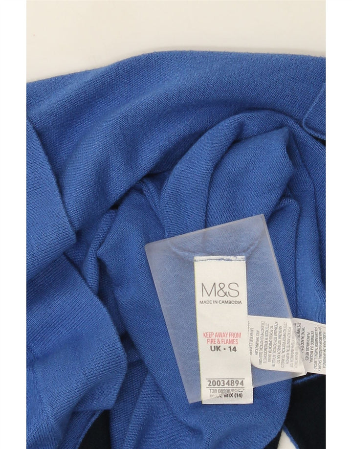 Maglione cardigan a maniche corte corto da donna Marks & Spencer UK 14 Blu medio