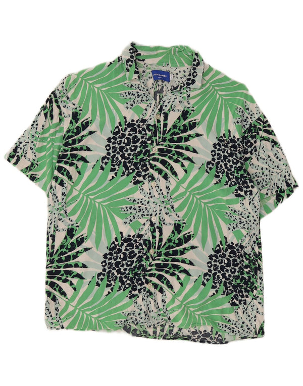 Camicia a maniche corte da uomo Jack & Jones Piccola spiaggia in viscosa floreale verde