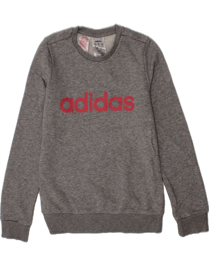 ADIDAS Boys Graphic Sweatshirt Jumper 11-12 Years Grey Cotton Vintage Adidas and Second-Hand Adidas from Messina Hembry 