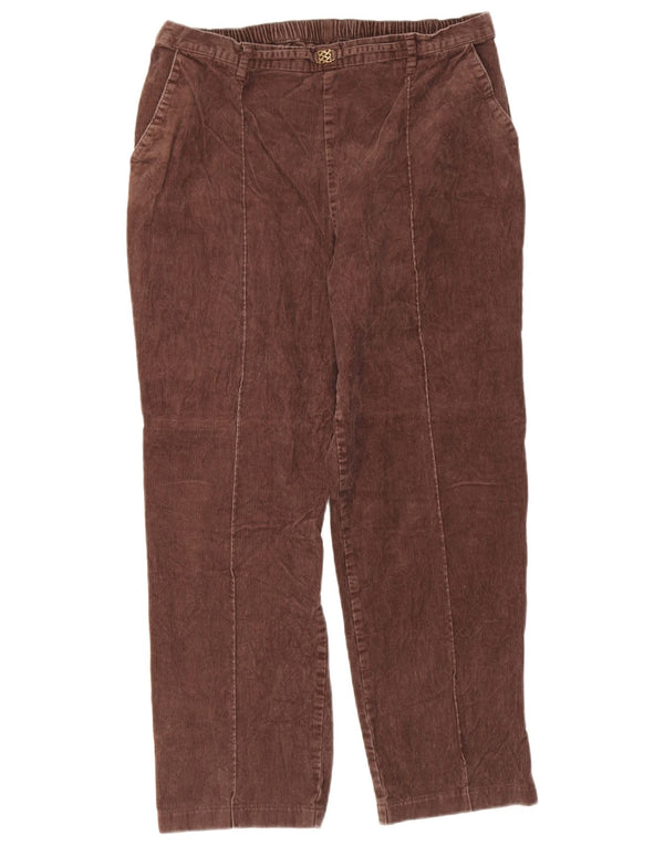 Pantaloni in velluto a coste a vita alta da donna Marks & Spencer UK 14 Large W32 L26 Bro