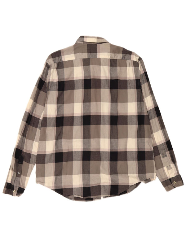 Camicia Lacoste da uomo vestibilità regolare in flanella taglia 44 XL cotone a quadri grigio