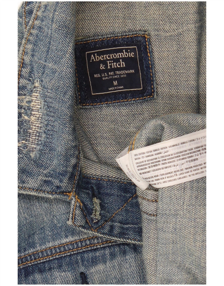 ABERCROMBIE & FITCH Giacca di jeans oversize da donna UK 14 Cotone blu medio