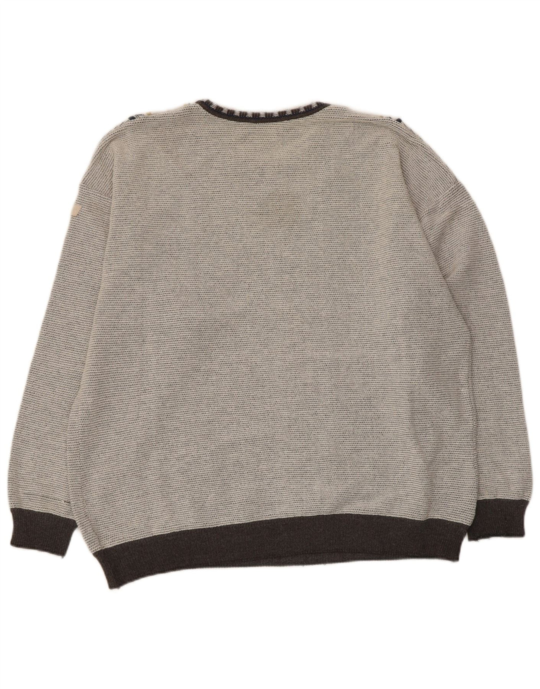 Bueckle Maglione da uomo con scollo a barca Maglione grande grigio geometrico