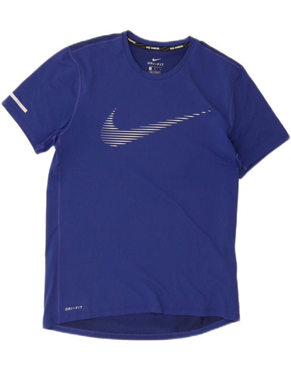 T-shirt grafica Nike Dri Fit da uomo, top in poliestere blu medio