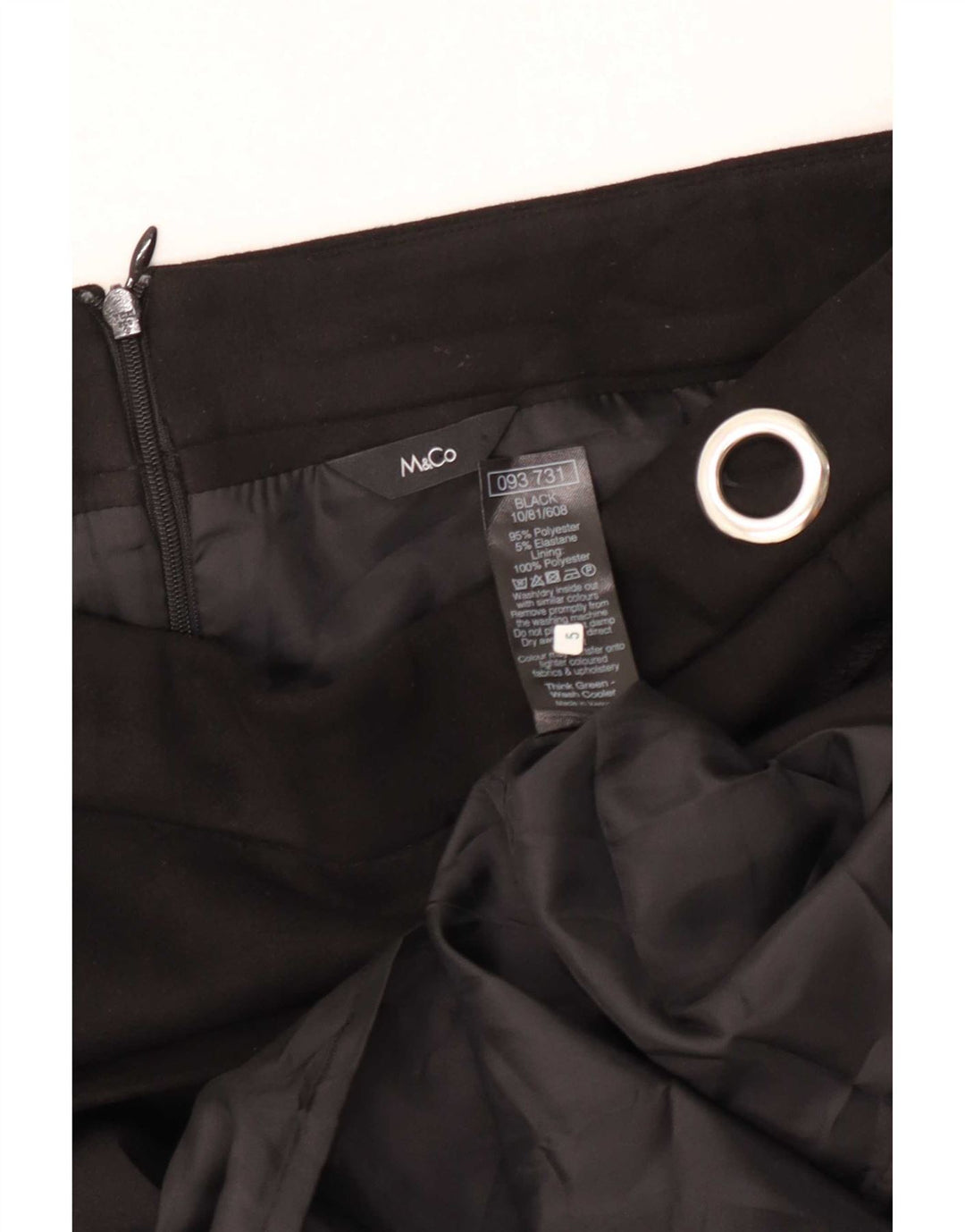 Minigonna da donna M&Co UK 12 media W32 poliestere nero