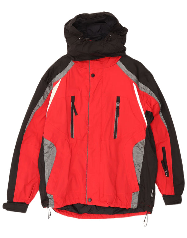 Giacca da sci con cappuccio da uomo VINTAGE UK 38 Poliammide color block rosso medio