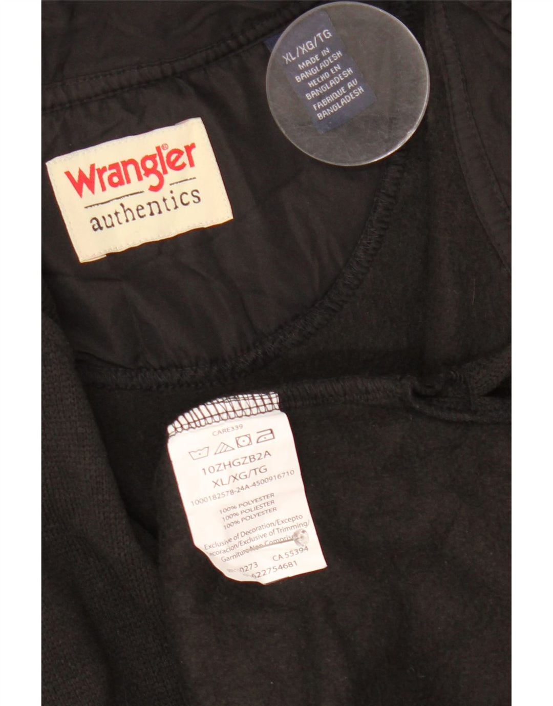 Felpa Wrangler da uomo con zip e collo, maglione XL, poliestere nero