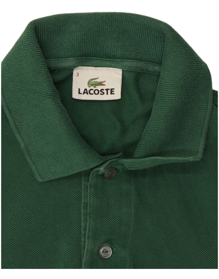 Polo LACOSTE da uomo a maniche lunghe taglia 3 piccola in cotone verde