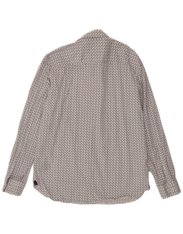 Joules Camicia da uomo con vestibilità classica, modello astratto, grande cotone bianco