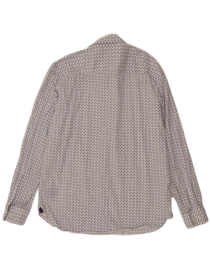 Joules Camicia da uomo con vestibilità classica, modello astratto, grande cotone bianco