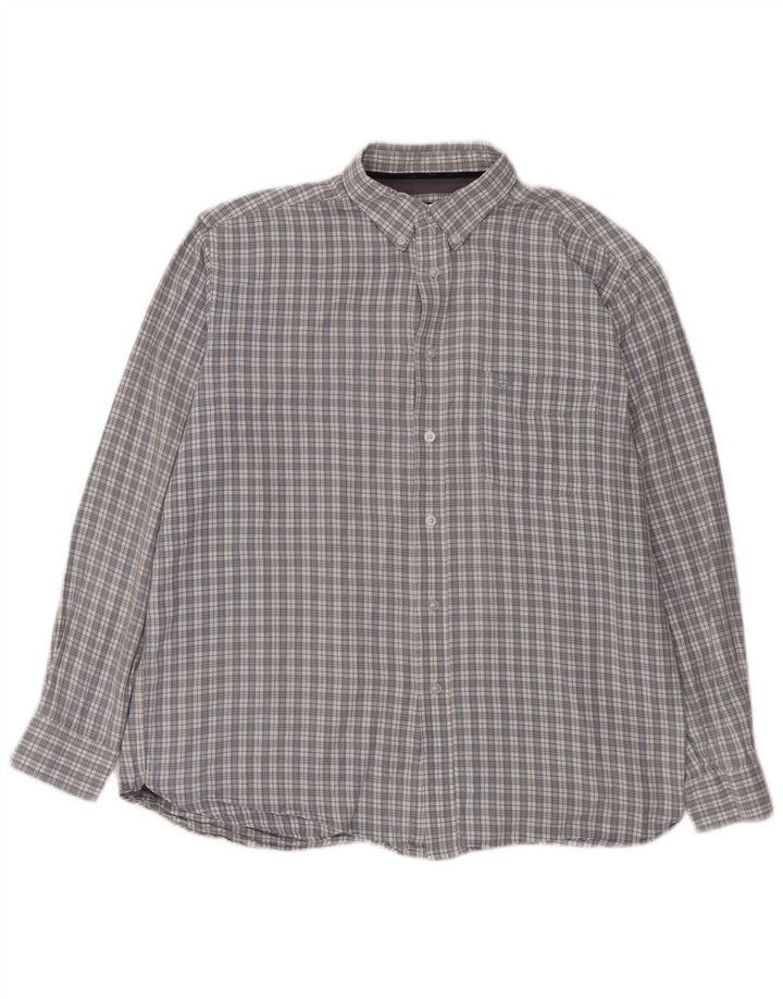 Camicia da uomo in flanella James Pringle, cotone a quadri grigi grandi