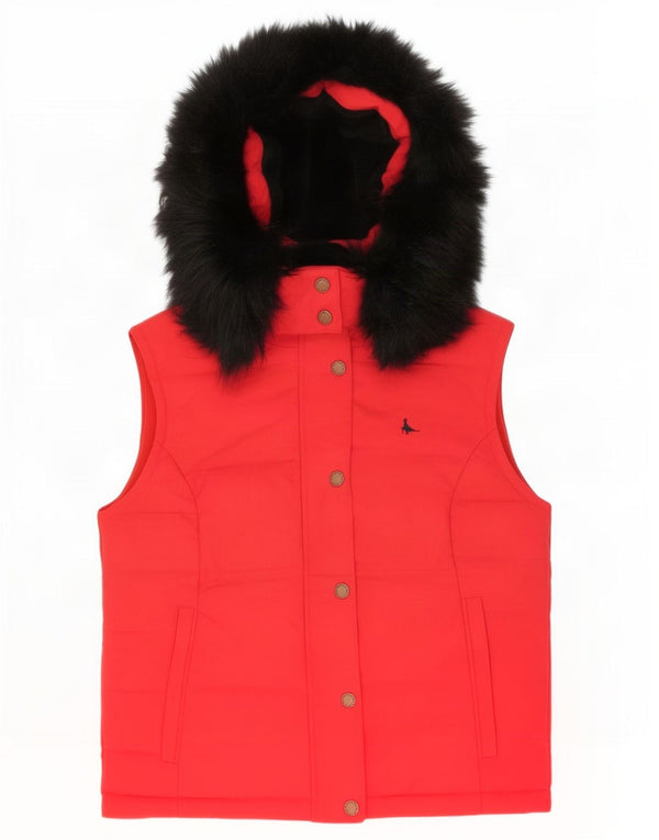Gilet imbottito con cappuccio da donna Jack Wills UK 10 piccolo rosso