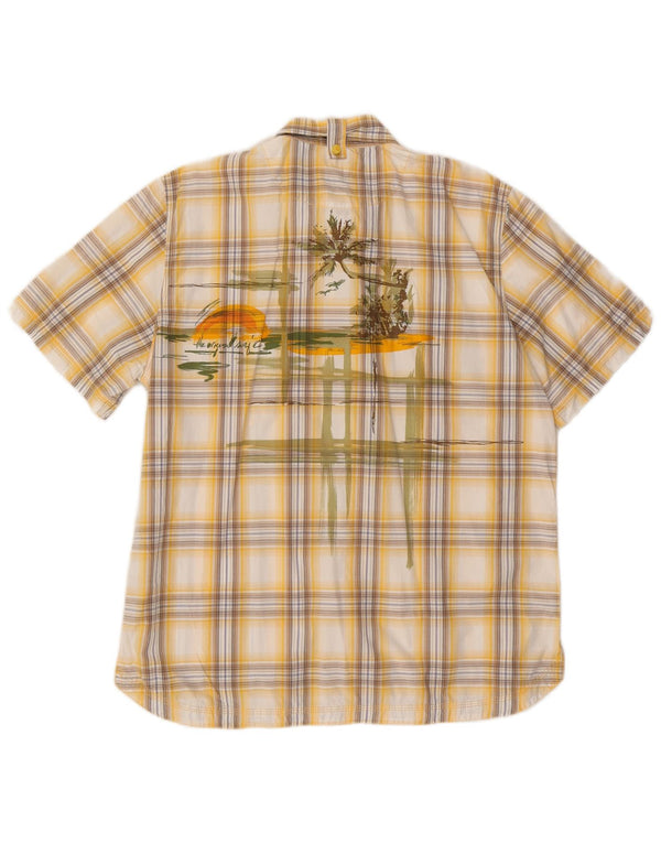 Camicia a maniche corte grafica da uomo O'Neill XL in cotone scozzese giallo