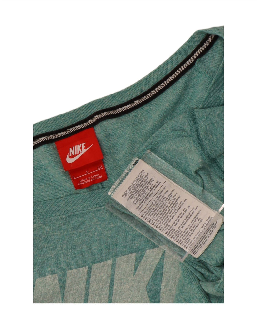 Nike - Top grafico da donna con spalle scoperte, manica lunga, UK 10, piccolo, turchese