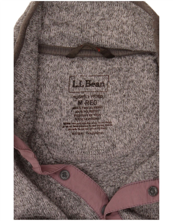 Maglione da uomo L.L.Bean con bottoni e collo in poliestere chiazzato grigio medio