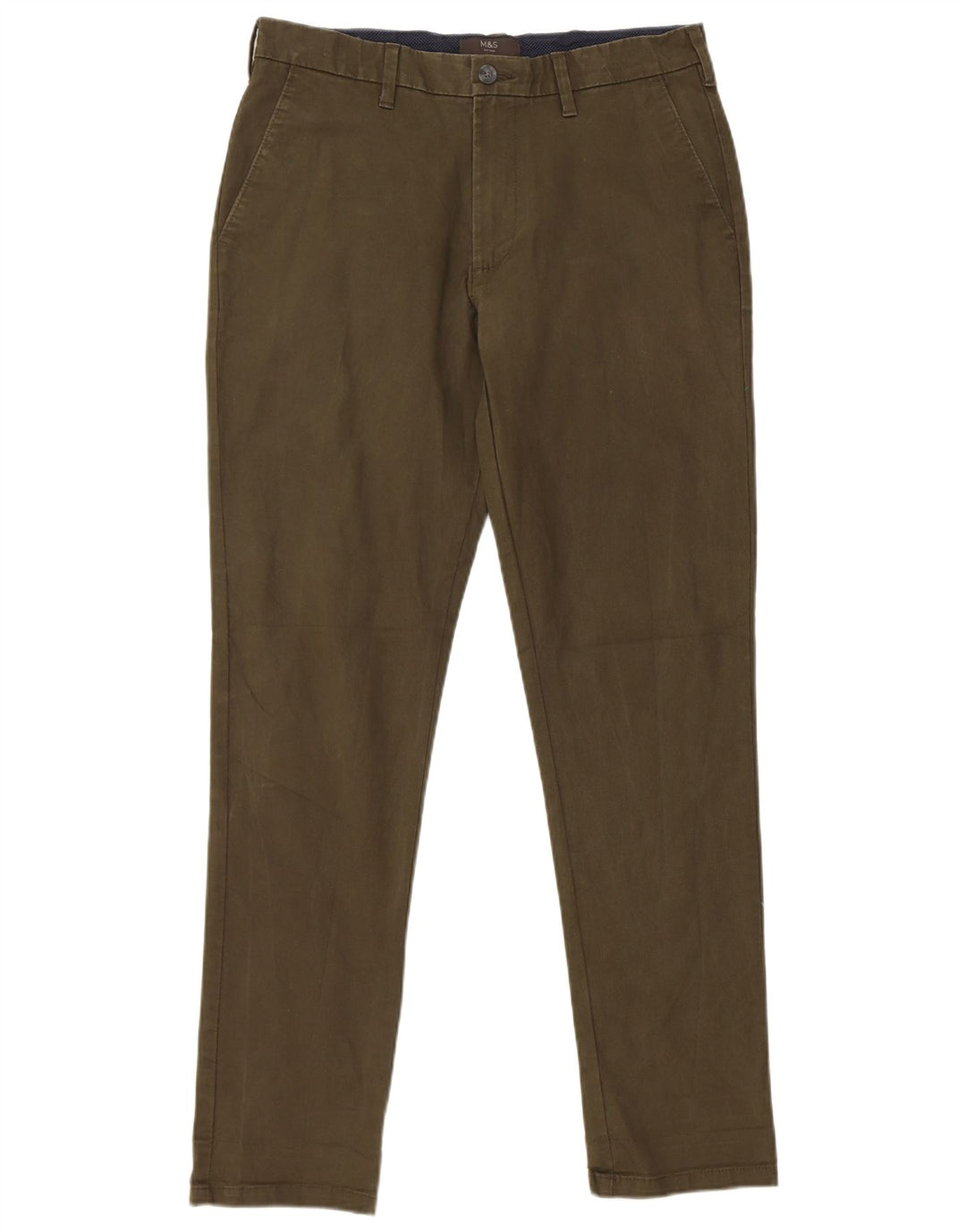Pantaloni chino slim da uomo Marks & Spencer W32 L31 cotone kaki