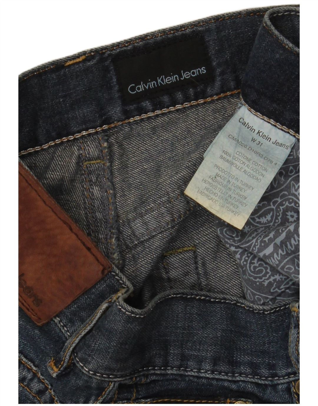 Jeans dritti invecchiati da uomo Calvin Klein W31 L28 cotone blu