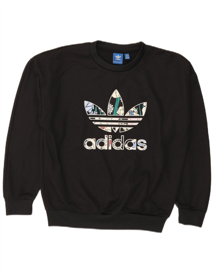Felpa grafica da donna Adidas Jumper UK 8 Small Black geometrica