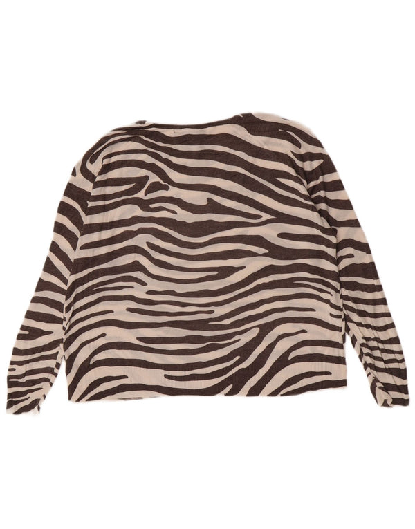 Top Zara da donna, vestibilità ampia, vestibilità ampia, UK 14, stampa animalier marrone medio