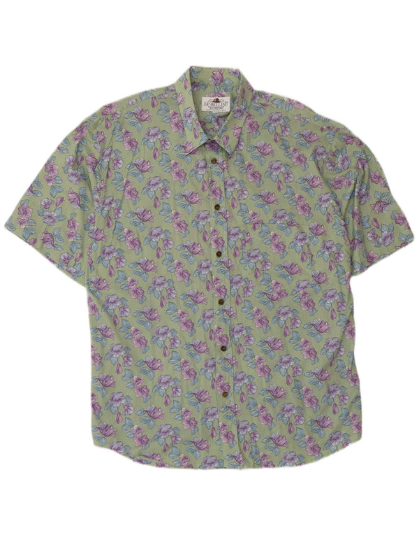 GP. Bellini & Company Mens Short Sleeve Shirt Large Green Floral Cotton
