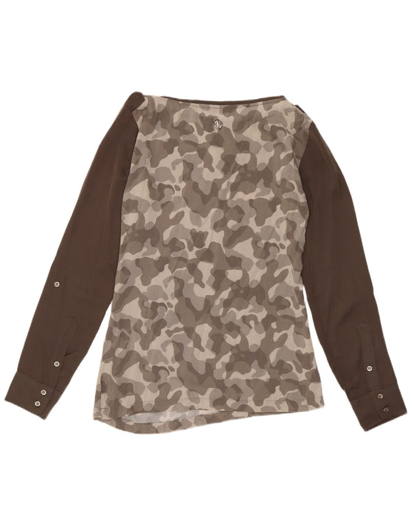 Camicetta a maniche lunghe da donna Trussardi Jeans UK 10 Small Grey Camouflage