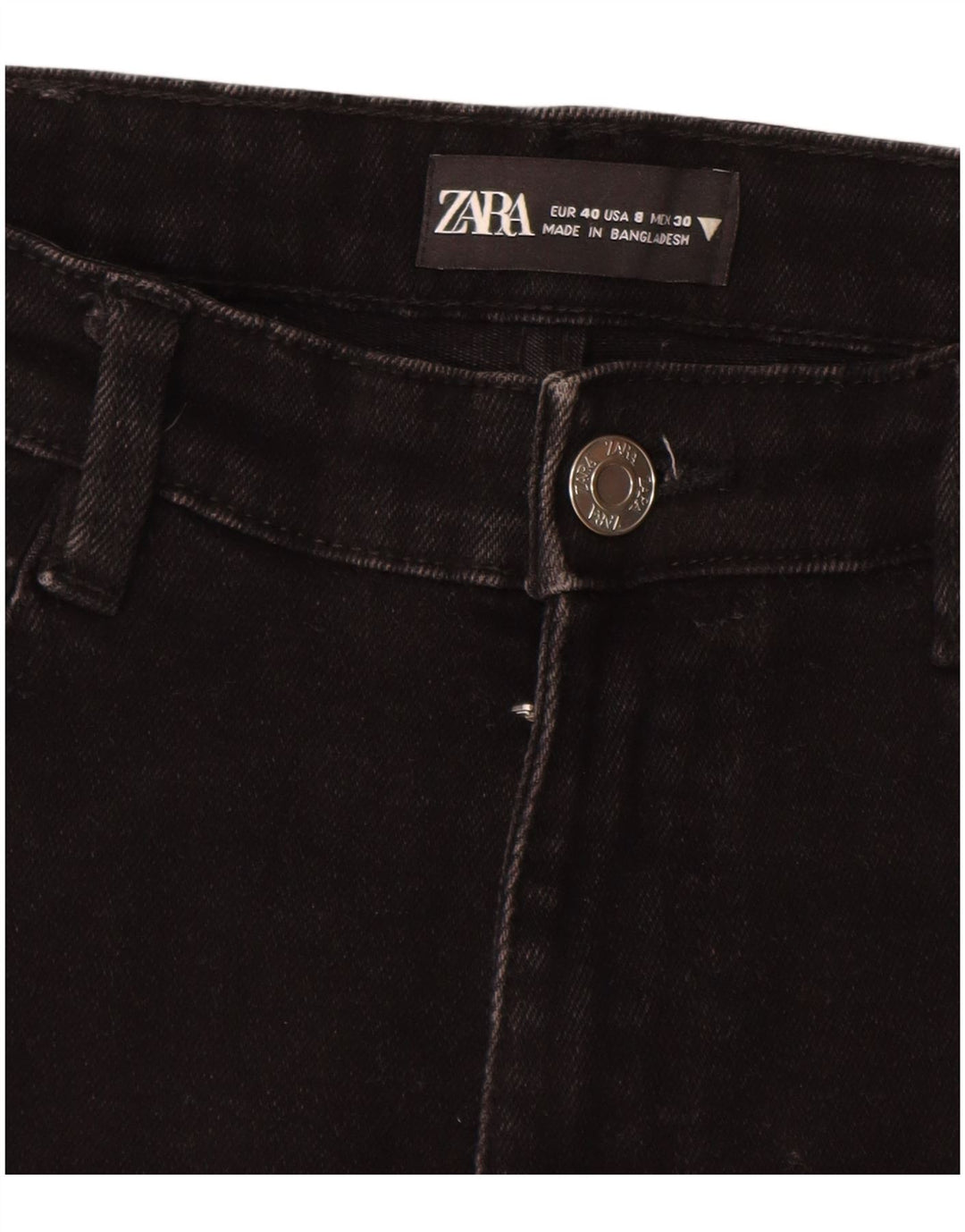 Jeans slim corti ZARA da donna EU 40 medio W30 L25 neri