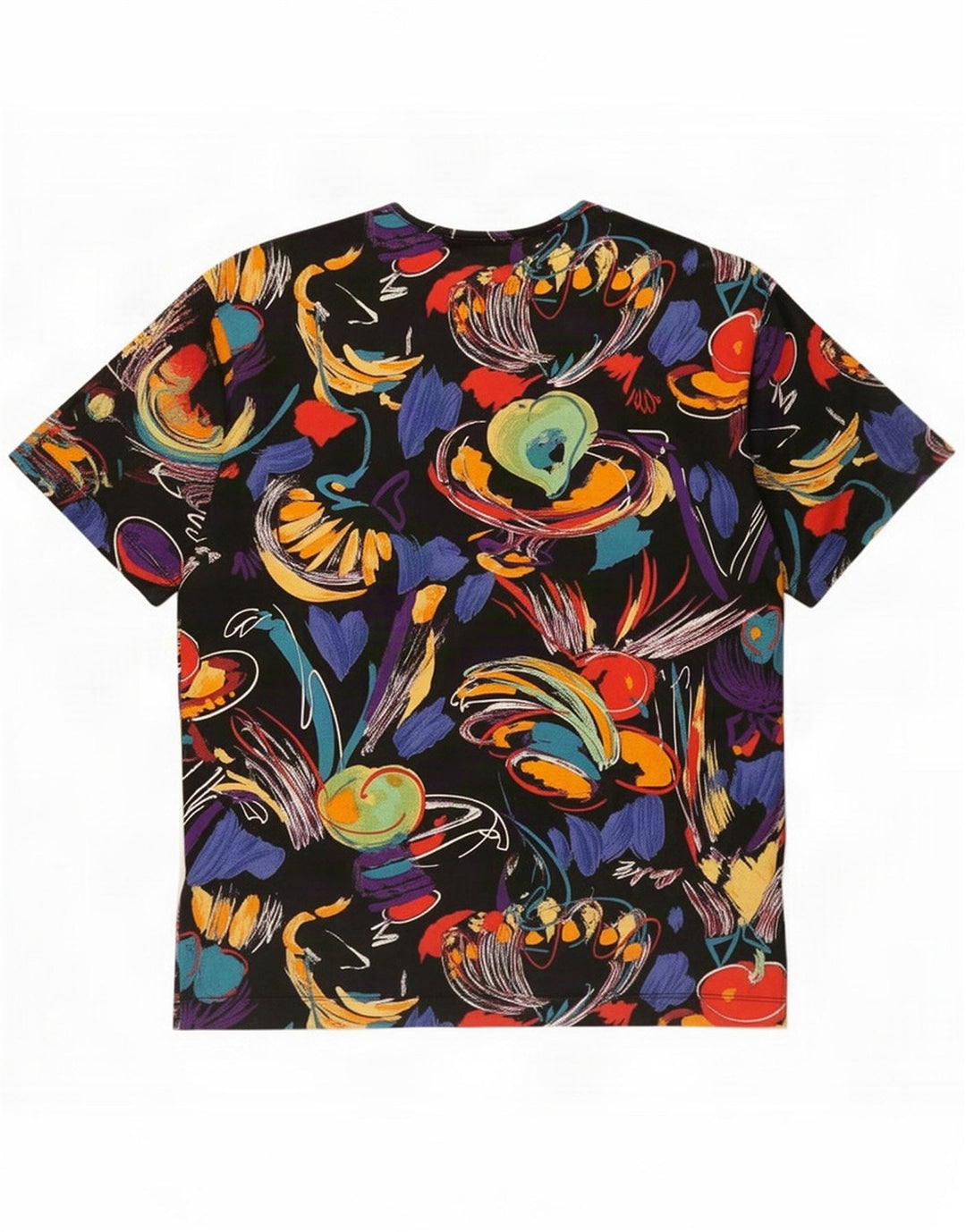 T-shirt vintage da donna con motivo astratto UK 10 piccola multicolore