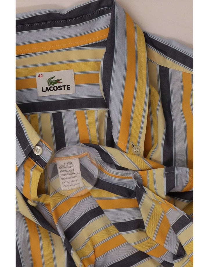 Camicia a maniche corte da uomo Lacoste taglia 42 grande cotone a righe multicolore