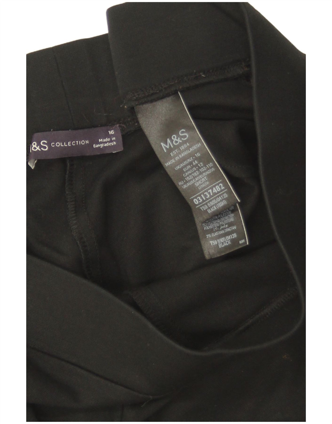 Leggings corti da donna Marks & Spencer UK 16 grande viscosa nera