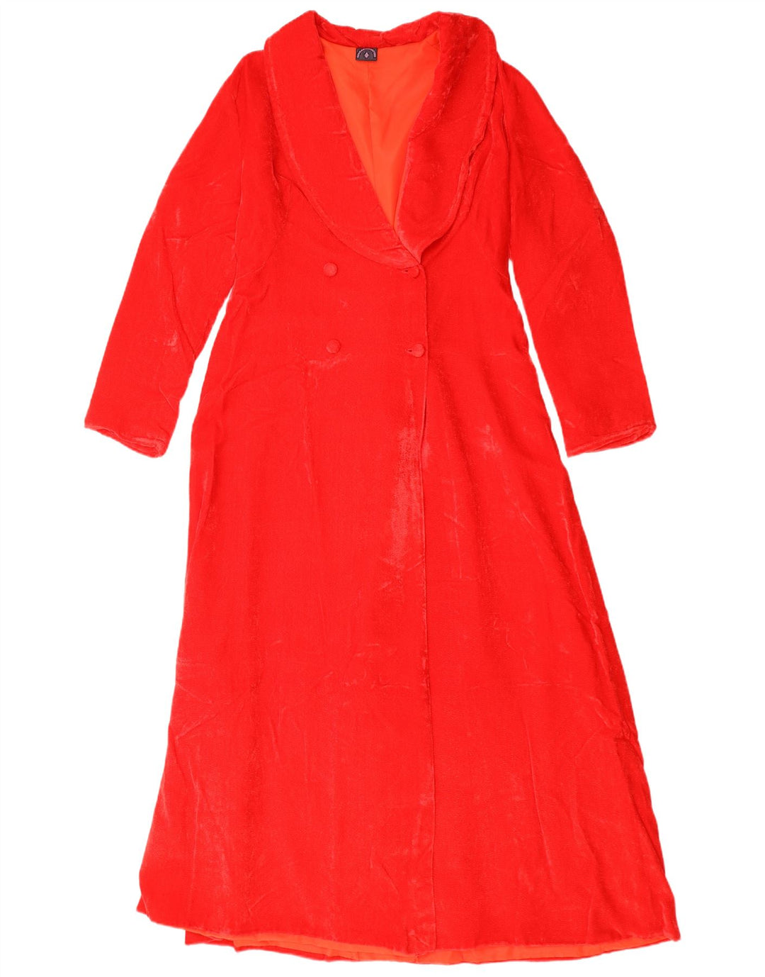 Cappotto doppiopetto vintage in velluto da donna UK 12 rosso medio