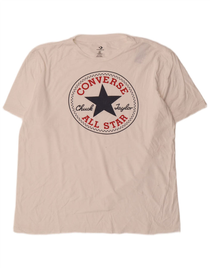 T-shirt grafica da uomo Converse Top grande in cotone bianco