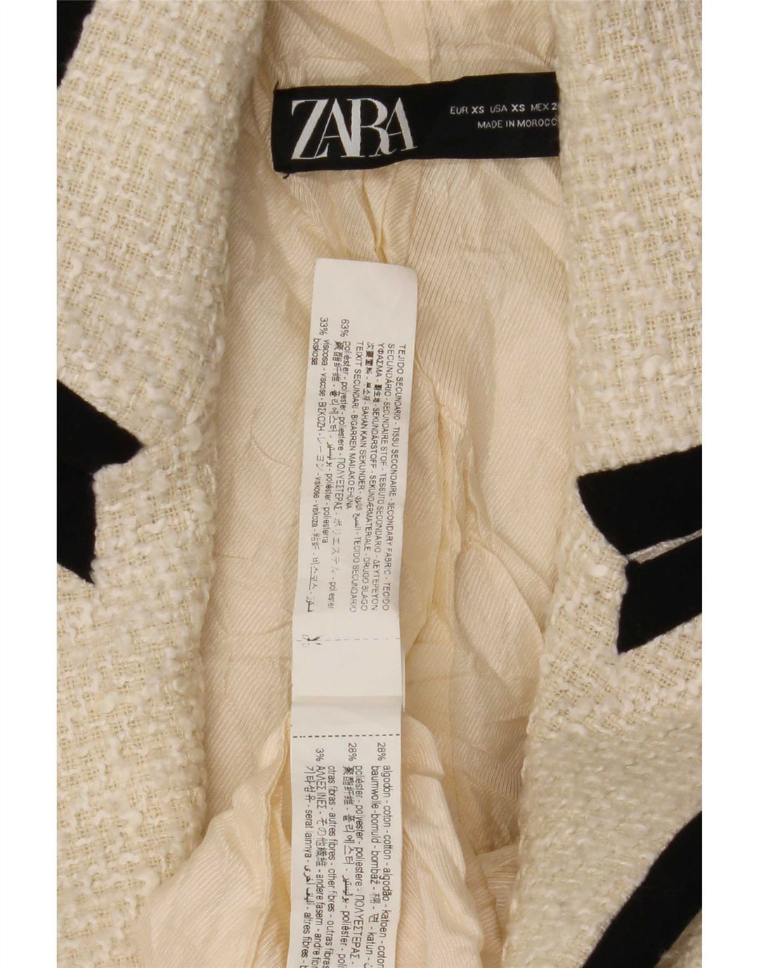 Giacca blazer doppiopetto da donna Zara UK 6 XS poliestere bianco sporco