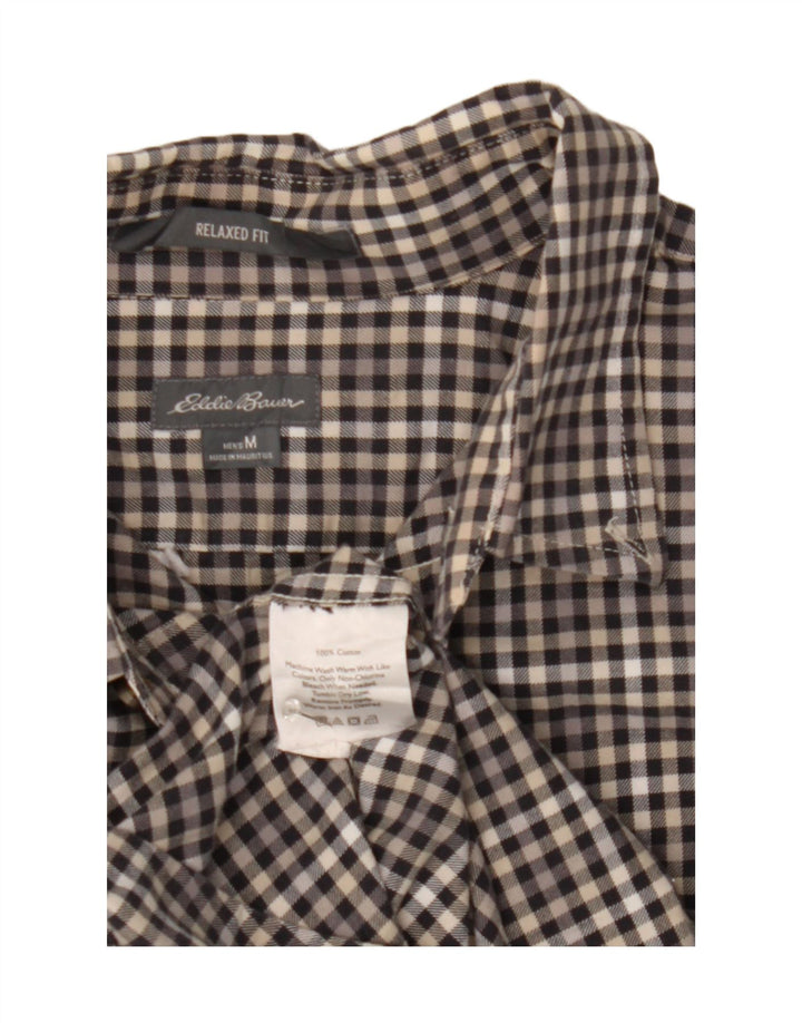 EDDIE BAUER Mens Relaxed Fit Shirt Medium Grey Gingham Cotton Vintage Eddie Bauer and Second-Hand Eddie Bauer from Messina Hembry 