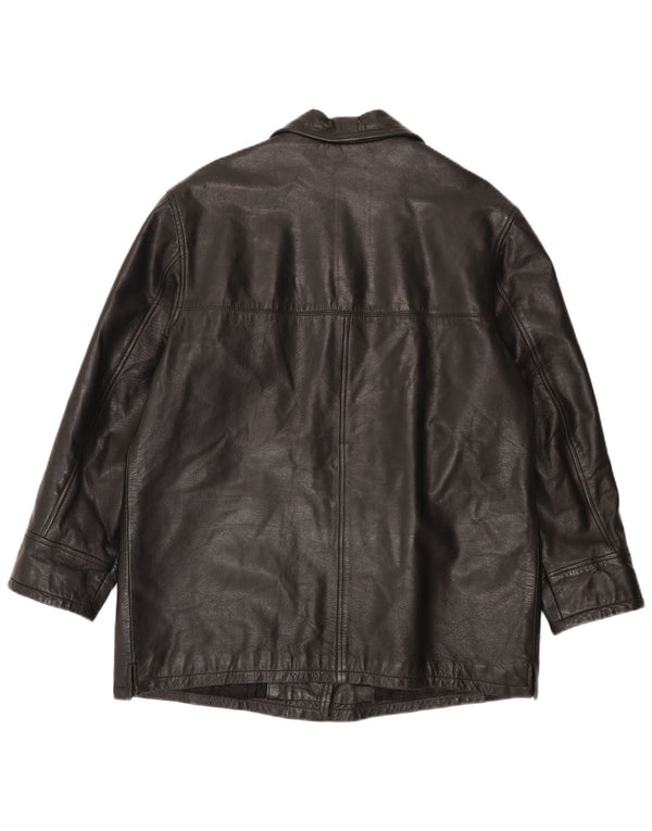 Cappotto in pelle vintage da donna IT 48 XL Nero