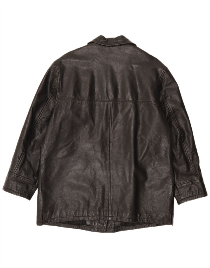 Cappotto in pelle vintage da donna IT 48 XL Nero