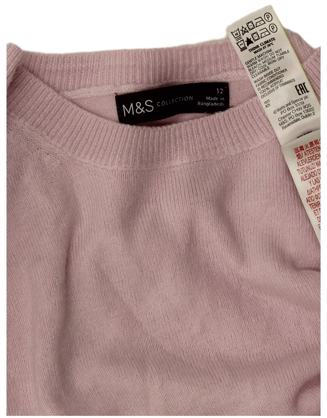 Maglione maglione girocollo da donna Marks & Spencer UK 12 Acrilico rosa medio