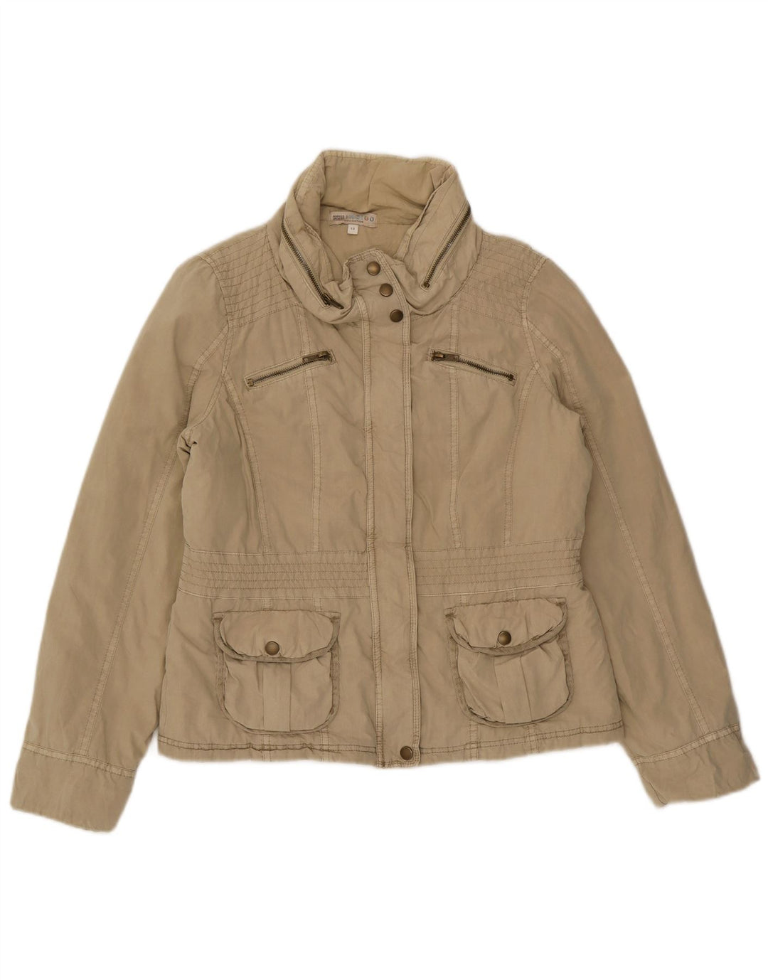 Giacca pratica con cappuccio da donna Marks & Spencer UK 12 Cotone beige medio