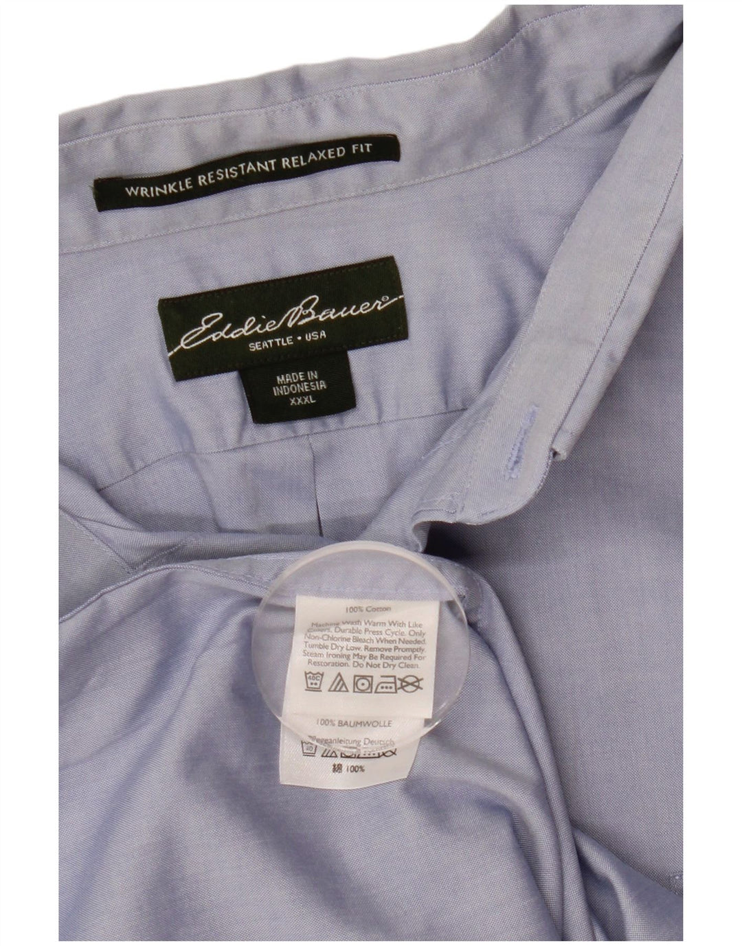 EDDIE BAUER Camicia da uomo a maniche corte vestibilità rilassata 3XL cotone blu