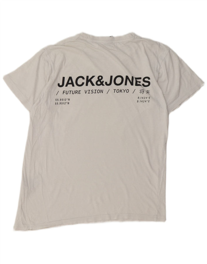 JACK & JONES T-shirt grafica da uomo piccola in cotone bianco