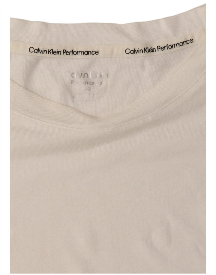 CALVIN KLEIN T-shirt da donna Top UK 16 Large Bianco