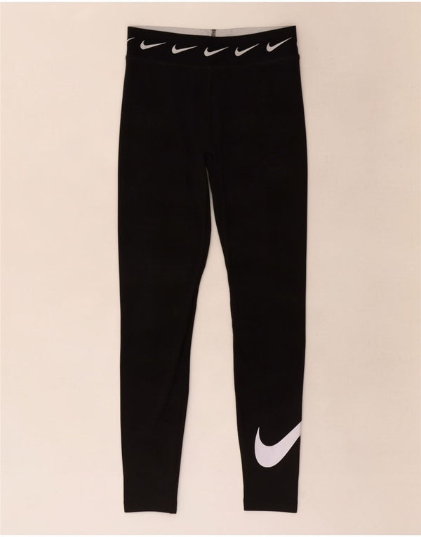 Leggings grafici Nike Dri Fit da donna UK 8 piccoli in cotone nero