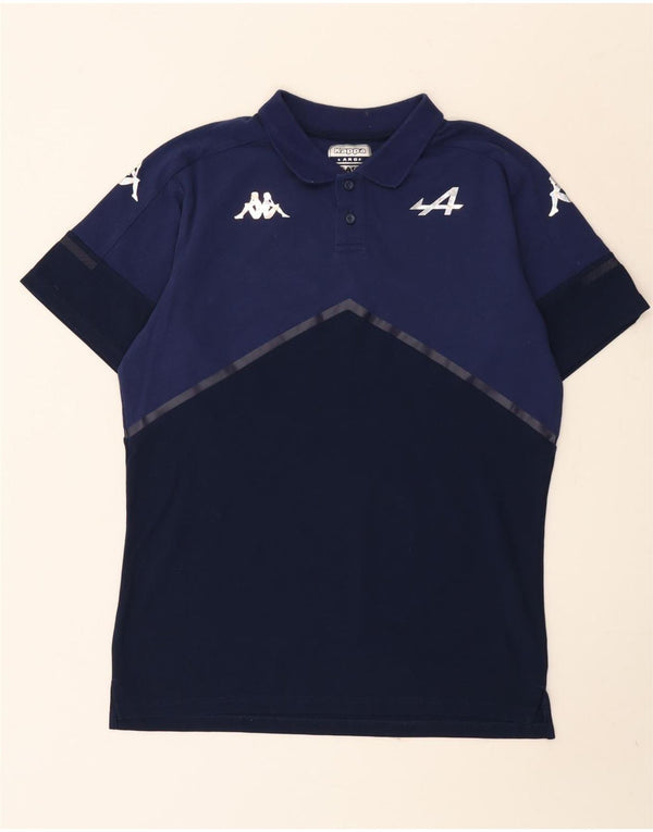 Polo da uomo KAPPA Gara Graphic Large in cotone color block blu navy