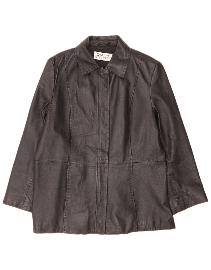 Giacca in pelle da donna Diana Gallesi UK 14 grande nera