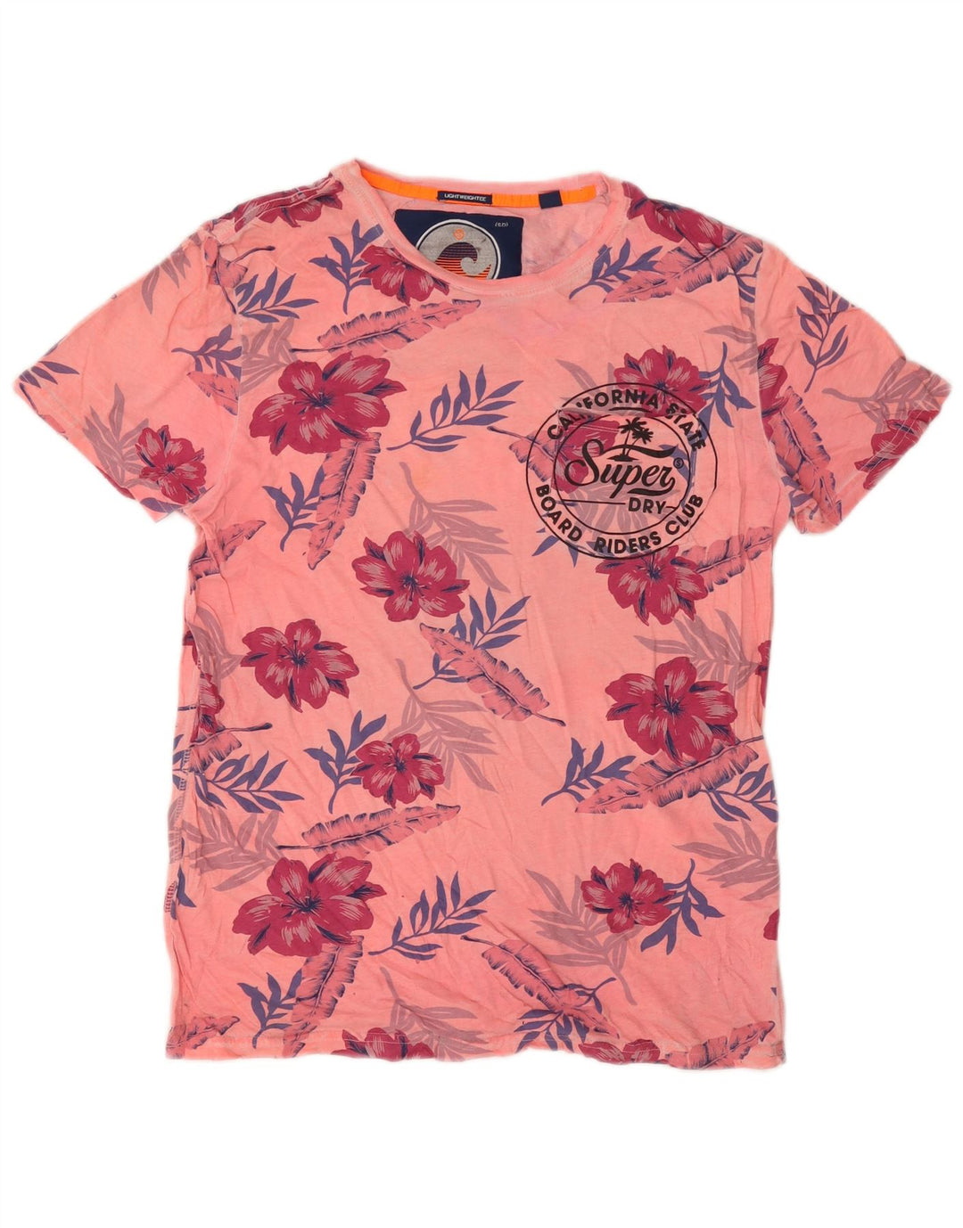 T-shirt grafica da uomo Superdry Top in cotone floreale rosa medio